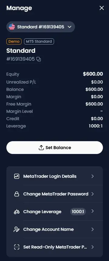 XM registration, step 10: Open Login Details