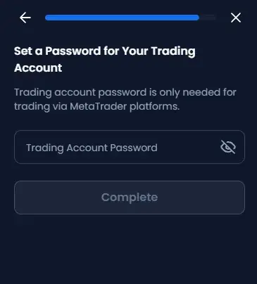XM registration, step 7: Set your trading password